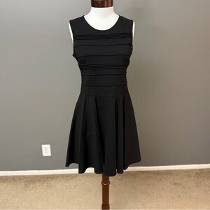 Parker Black Sleeveless Fit n Flare Pleated Dress Sz L Fall Winter